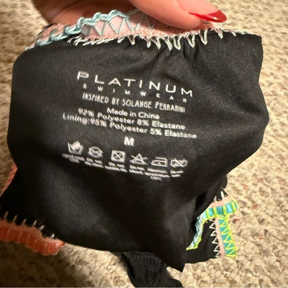 Pilyq Platinum Black Crochet Rainbow Trim One Piece Swimsuit- Size Medium - Picture 10 of 10